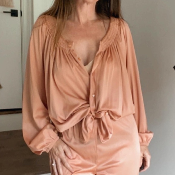 SOLD Vintage 70s pant set, rose gold - Picture 5 of 7